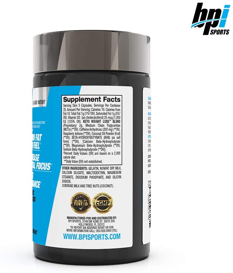 Bpi Sports Keto Weight Loss 25Serv. 75Caps. Maxmuscle Elite